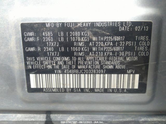 Photo 8 VIN: 4S4BRBJC2D3283097 - SUBARU OUTBACK 