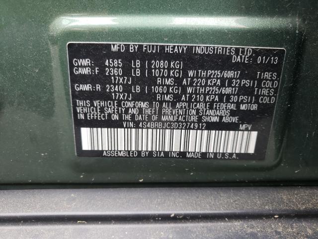 Photo 9 VIN: 4S4BRBJC3D3274912 - SUBARU OUTBACK 2. 