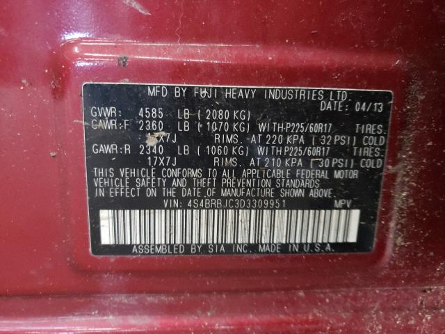 Photo 9 VIN: 4S4BRBJC3D3309951 - SUBARU OUTBACK 2. 