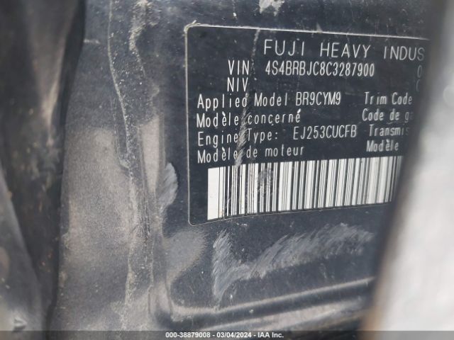 Photo 8 VIN: 4S4BRBJC8C3287900 - SUBARU OUTBACK 