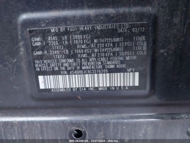 Photo 8 VIN: 4S4BRBJC9C3276209 - SUBARU OUTBACK 