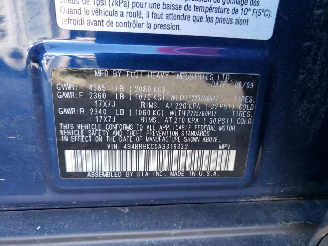 Photo 9 VIN: 4S4BRBKC0A3319332 - SUBARU OUTBACK 2. 