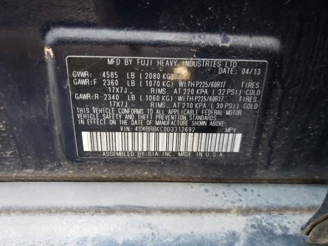 Photo 9 VIN: 4S4BRBKC0D3312692 - SUBARU OUTBACK 