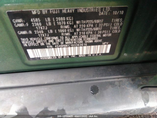 Photo 8 VIN: 4S4BRBKC1B3363616 - SUBARU OUTBACK 