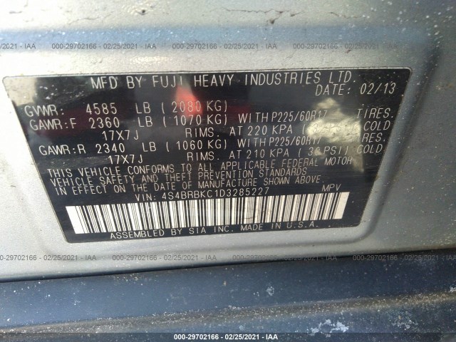 Photo 8 VIN: 4S4BRBKC1D3285227 - SUBARU OUTBACK 