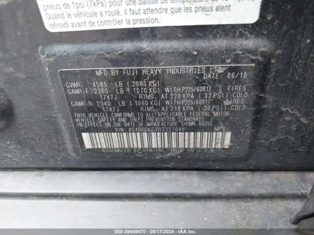 Photo 8 VIN: 4S4BRBKC2B3327045 - SUBARU OUTBACK 