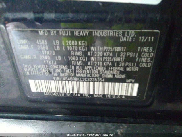 Photo 8 VIN: 4S4BRBKC2C3235354 - SUBARU OUTBACK 