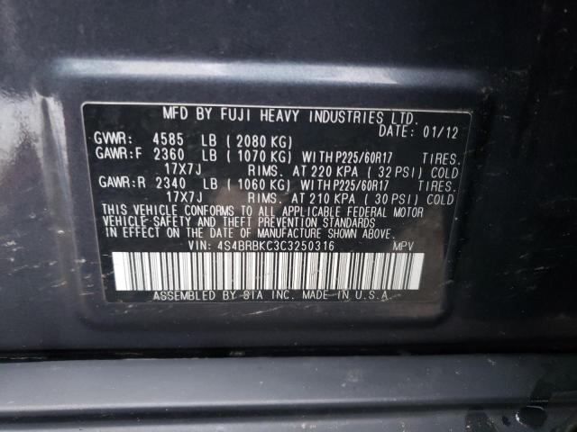 Photo 11 VIN: 4S4BRBKC3C3250316 - SUBARU OUTBACK 