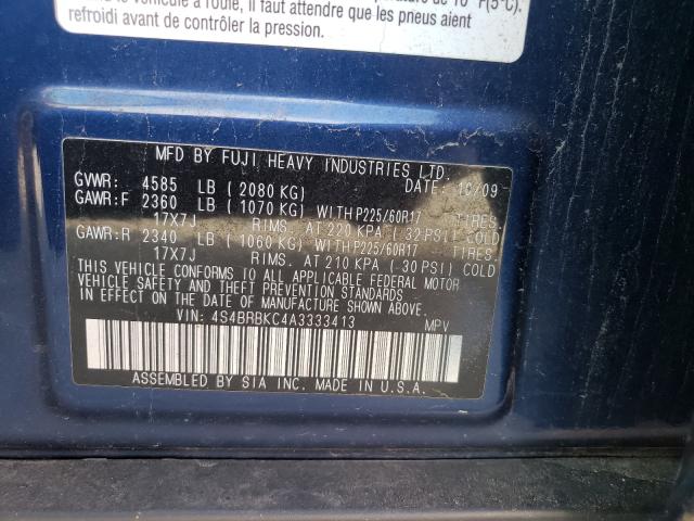 Photo 9 VIN: 4S4BRBKC4A3333413 - SUBARU OUTBACK 2. 