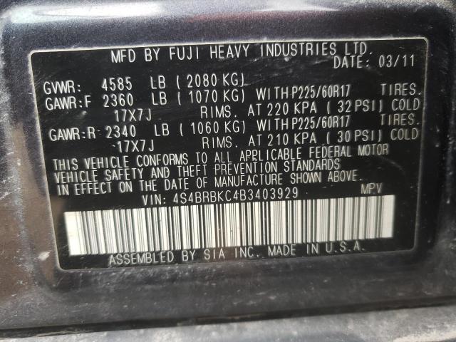 Photo 9 VIN: 4S4BRBKC4B3403929 - SUBARU OUTBACK 2. 