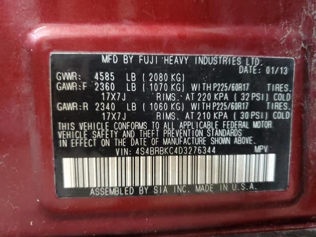 Photo 12 VIN: 4S4BRBKC4D3276344 - SUBARU OUTBACK 2. 