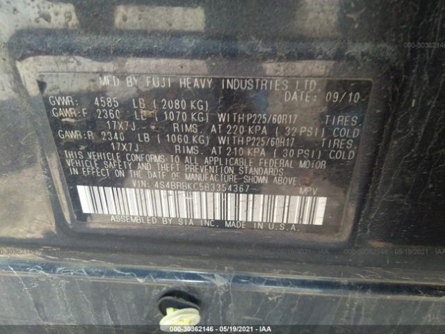 Photo 8 VIN: 4S4BRBKC5B3354367 - SUBARU OUTBACK 