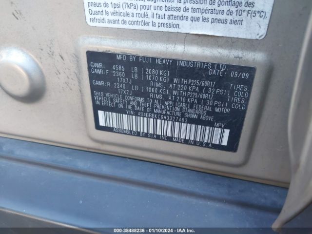 Photo 8 VIN: 4S4BRBKC6A3327483 - SUBARU OUTBACK 