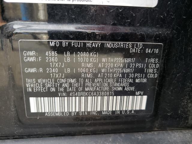 Photo 9 VIN: 4S4BRBKC6A3380815 - SUBARU OUTBACK 2. 