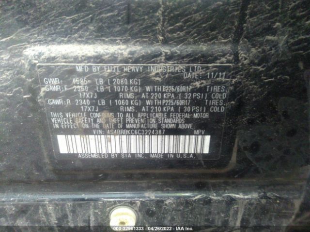 Photo 8 VIN: 4S4BRBKC6C3224387 - SUBARU OUTBACK 