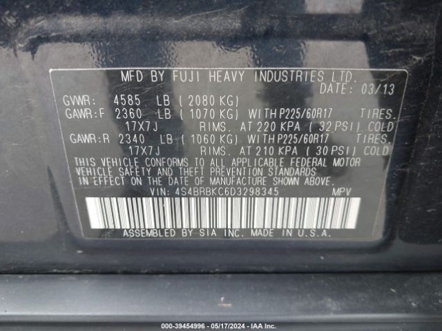 Photo 8 VIN: 4S4BRBKC6D3298345 - SUBARU OUTBACK 