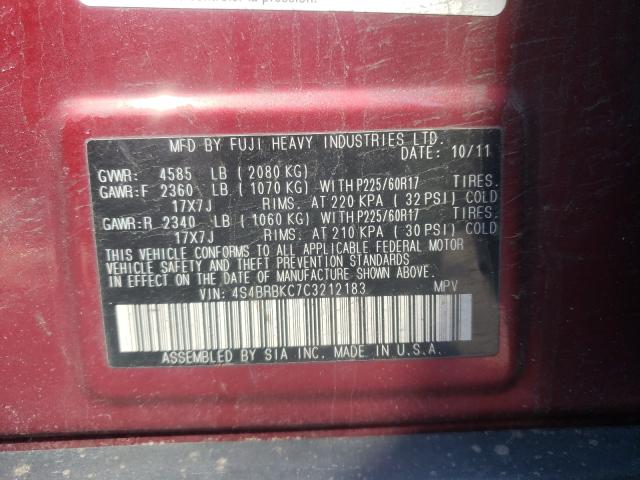 Photo 9 VIN: 4S4BRBKC7C3212183 - SUBARU OUTBACK 