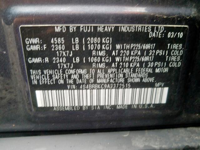 Photo 9 VIN: 4S4BRBKC9A3372515 - SUBARU OUTBACK 2. 