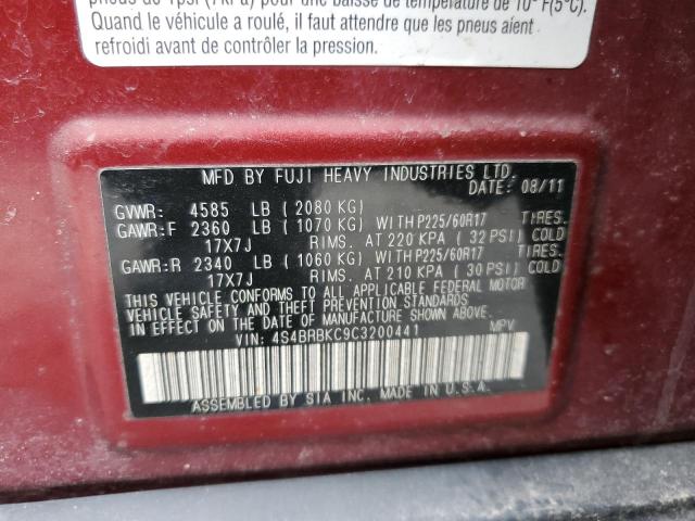 Photo 11 VIN: 4S4BRBKC9C3200441 - SUBARU OUTBACK 