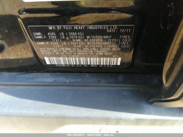 Photo 8 VIN: 4S4BRBKC9C3241409 - SUBARU OUTBACK 