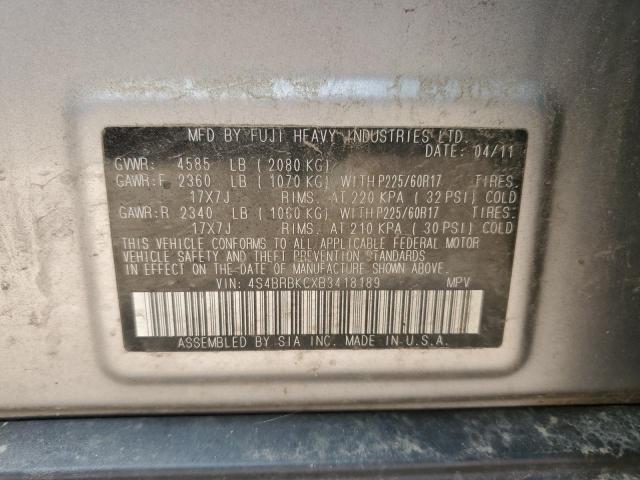 Photo 11 VIN: 4S4BRBKCXB3418189 - SUBARU OUTBACK 2. 