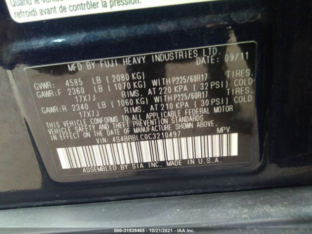 Photo 8 VIN: 4S4BRBLC0C3210497 - SUBARU OUTBACK 