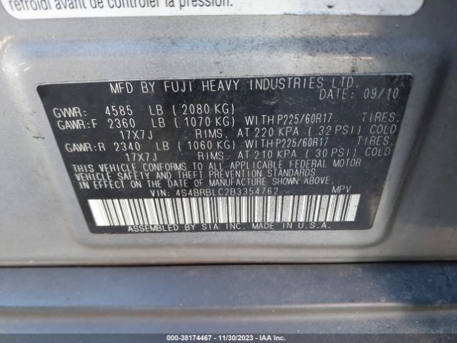 Photo 8 VIN: 4S4BRBLC2B3354762 - SUBARU OUTBACK 