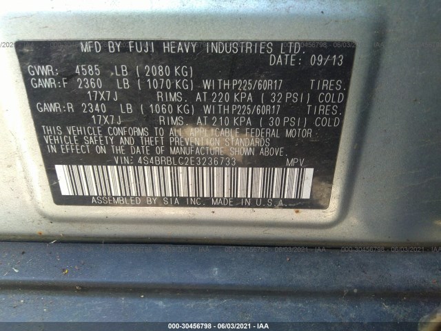 Photo 8 VIN: 4S4BRBLC2E3236733 - SUBARU OUTBACK 