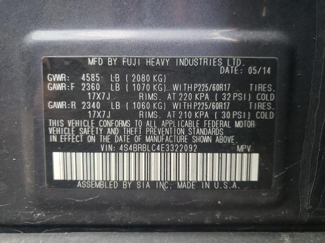 Photo 11 VIN: 4S4BRBLC4E3322092 - SUBARU OUTBACK 