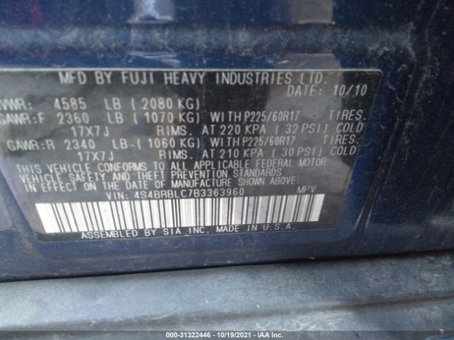 Photo 8 VIN: 4S4BRBLC7B3363960 - SUBARU OUTBACK 