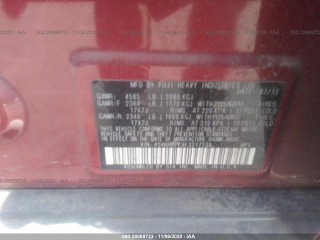 Photo 8 VIN: 4S4BRBLC9E3217239 - SUBARU OUTBACK 