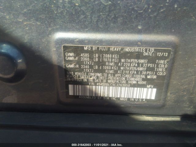 Photo 8 VIN: 4S4BRBLC9E3263850 - SUBARU OUTBACK 