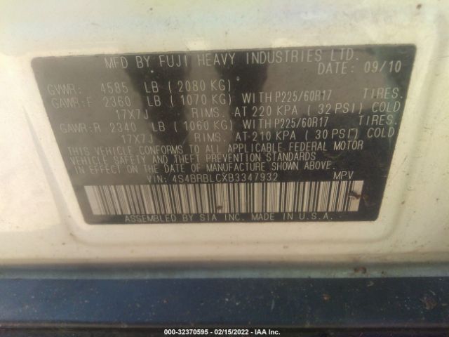 Photo 8 VIN: 4S4BRBLCXB3347932 - SUBARU OUTBACK 