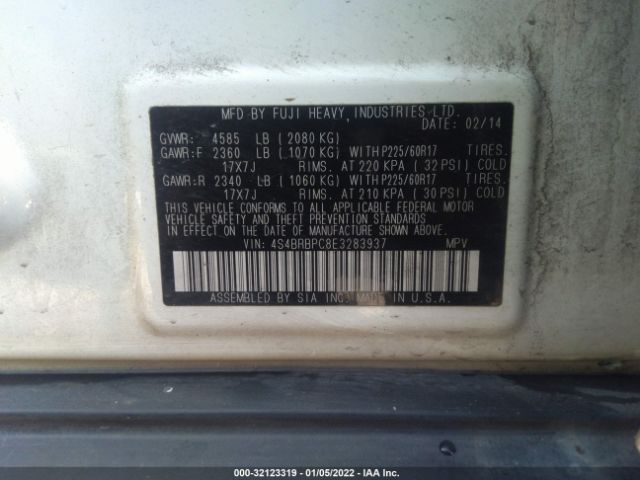 Photo 8 VIN: 4S4BRBPC8E3283937 - SUBARU OUTBACK 