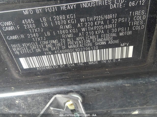 Photo 8 VIN: 4S4BRBSC9D3206130 - SUBARU OUTBACK 