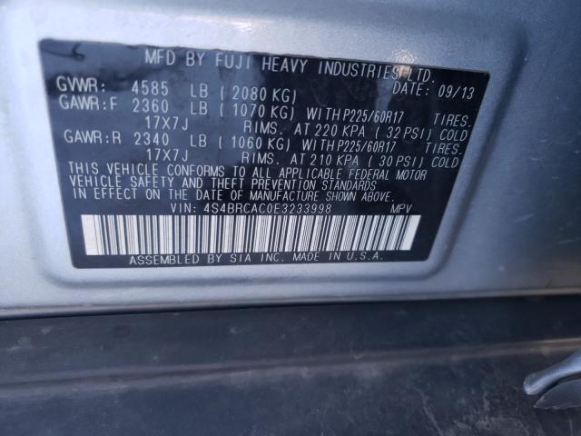 Photo 9 VIN: 4S4BRCAC0E3233998 - SUBARU OUTBACK 2. 