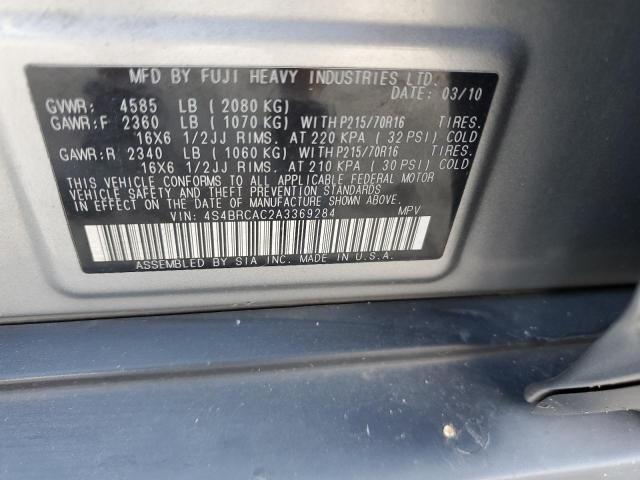 Photo 12 VIN: 4S4BRCAC2A3369284 - SUBARU OUTBACK 2. 