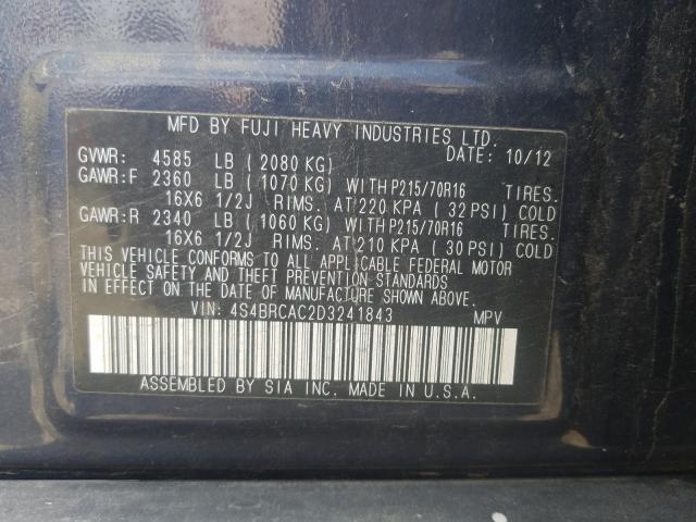 Photo 9 VIN: 4S4BRCAC2D3241843 - SUBARU OUTBACK 2. 