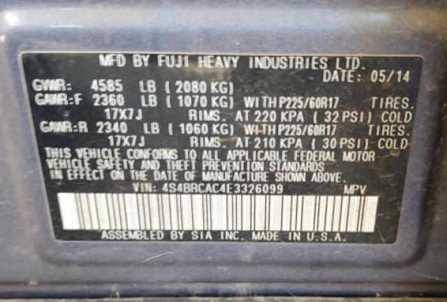 Photo 12 VIN: 4S4BRCAC4E3326099 - SUBARU OUTBACK 