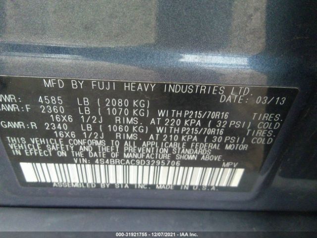 Photo 8 VIN: 4S4BRCAC9D3295706 - SUBARU OUTBACK 