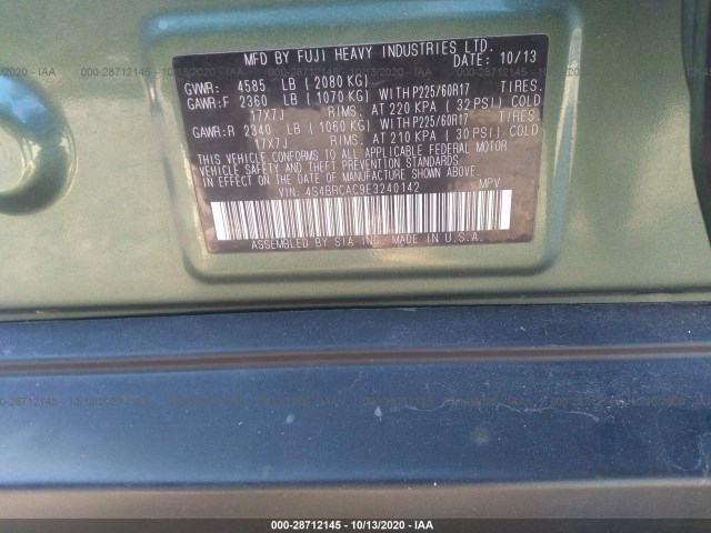 Photo 8 VIN: 4S4BRCAC9E3240142 - SUBARU OUTBACK 