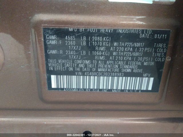 Photo 8 VIN: 4S4BRCBC2B3388983 - SUBARU OUTBACK 