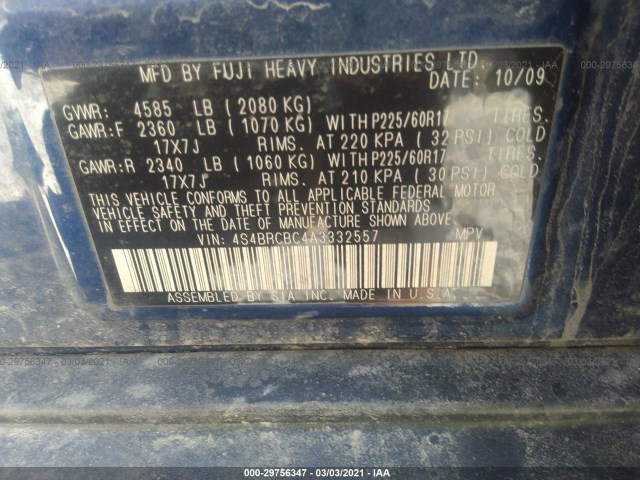 Photo 8 VIN: 4S4BRCBC4A3332557 - SUBARU OUTBACK 