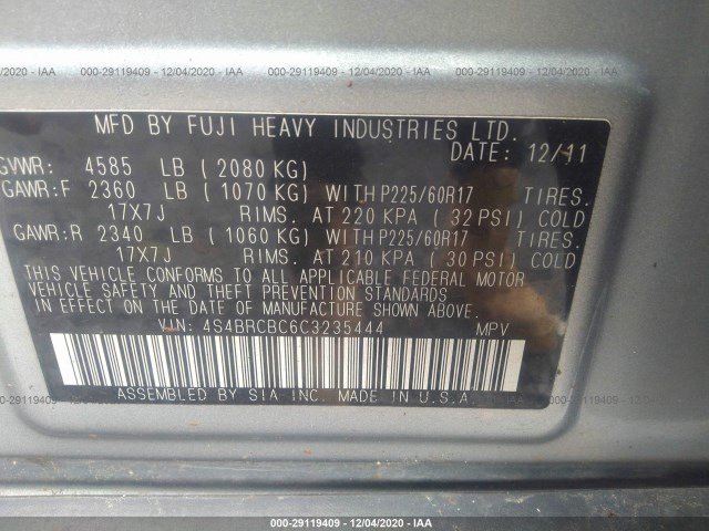 Photo 8 VIN: 4S4BRCBC6C3235444 - SUBARU OUTBACK 