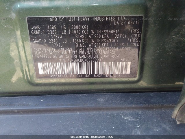 Photo 8 VIN: 4S4BRCBCXD3202237 - SUBARU OUTBACK 