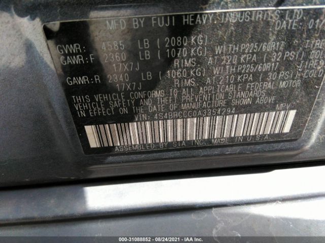 Photo 8 VIN: 4S4BRCCC0A3354294 - SUBARU OUTBACK 