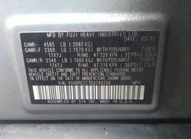 Photo 8 VIN: 4S4BRCCC1D3299200 - SUBARU OUTBACK 