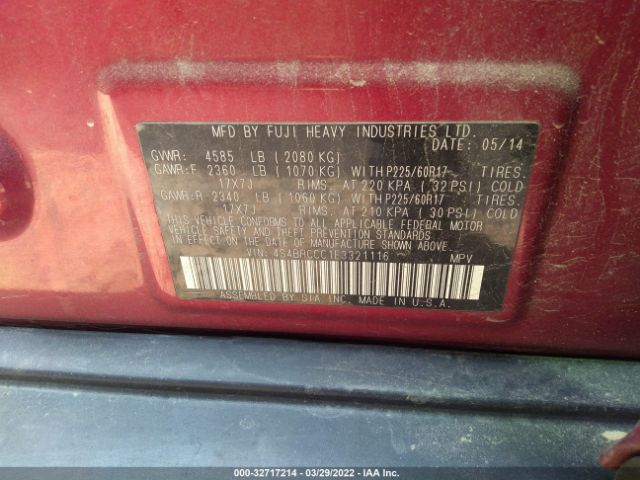 Photo 8 VIN: 4S4BRCCC1E3321116 - SUBARU OUTBACK 