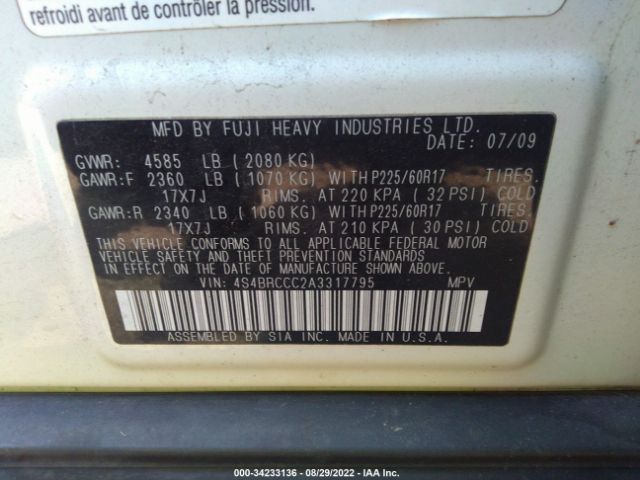 Photo 8 VIN: 4S4BRCCC2A3317795 - SUBARU OUTBACK 