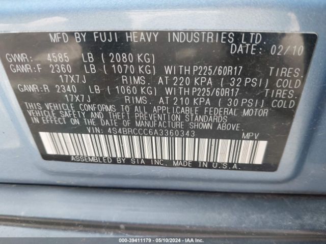 Photo 8 VIN: 4S4BRCCC6A3360343 - SUBARU OUTBACK 